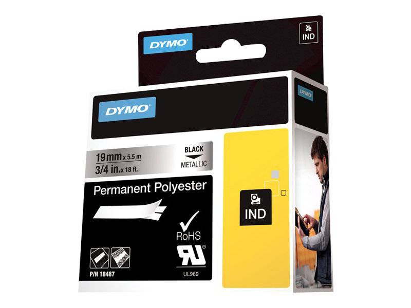 DYMO 19mm RHINO Permanent Polyester - Schwarz auf grau - Polyester - D1 - Belgien - Box (S0718200)-2