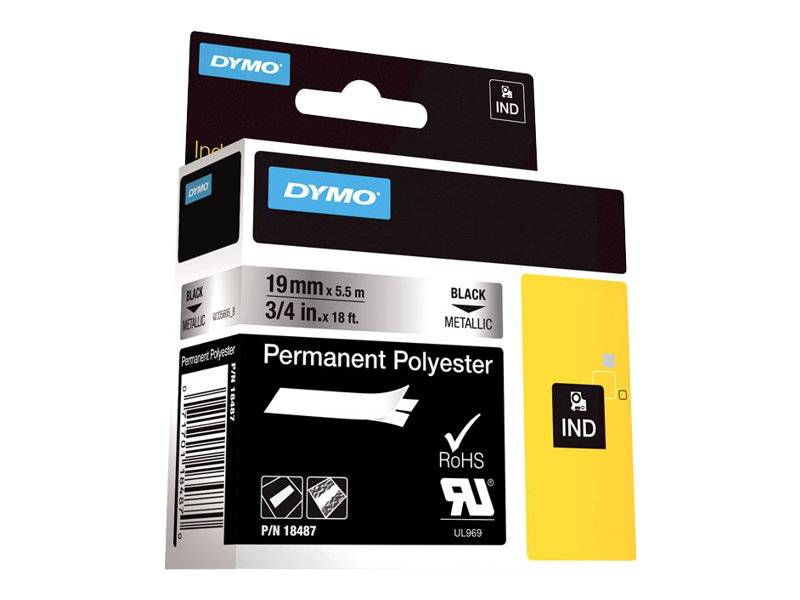 DYMO 19mm RHINO Permanent Polyester - Schwarz auf grau - Polyester - D1 - Belgien - Box (S0718200)-3