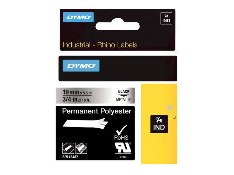 DYMO 19mm RHINO Permanent Polyester - Schwarz auf grau - Polyester - D1 - Belgien - Box (S0718200)-4