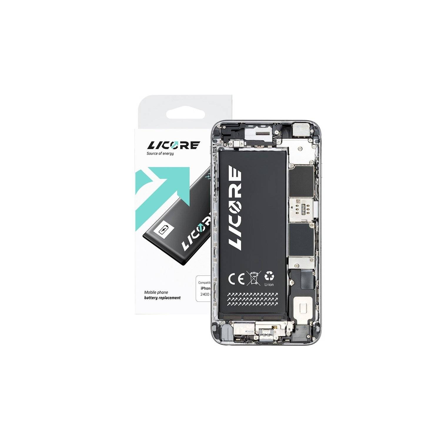 Sostituzione della batteria Licore compatibile con iPhone 6 Batteria di ricambio Li-lon da 1810 mAh Accu-1