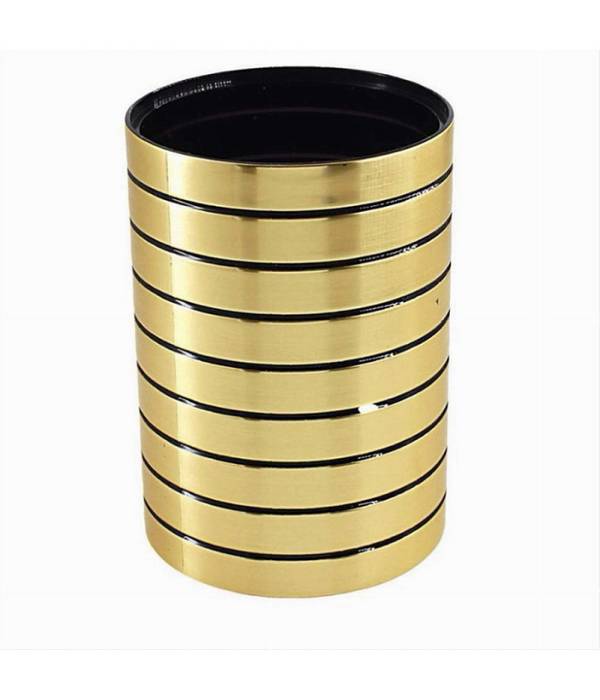Bicchiere Porta Spazzolini Da Denti Oro A Righe Stile Moderno Arredo Bagno 10386 -