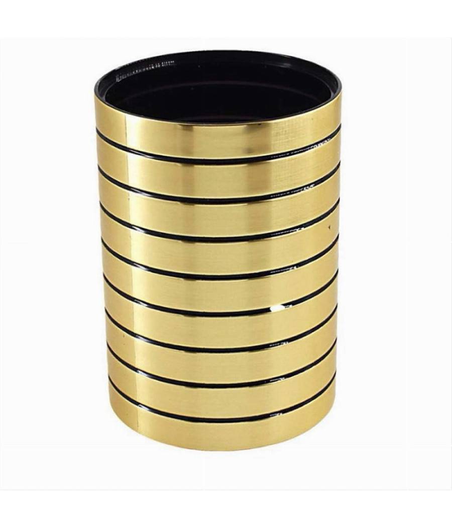 Bicchiere Porta Spazzolini Da Denti Oro A Righe Stile Moderno Arredo Bagno 10386 --0