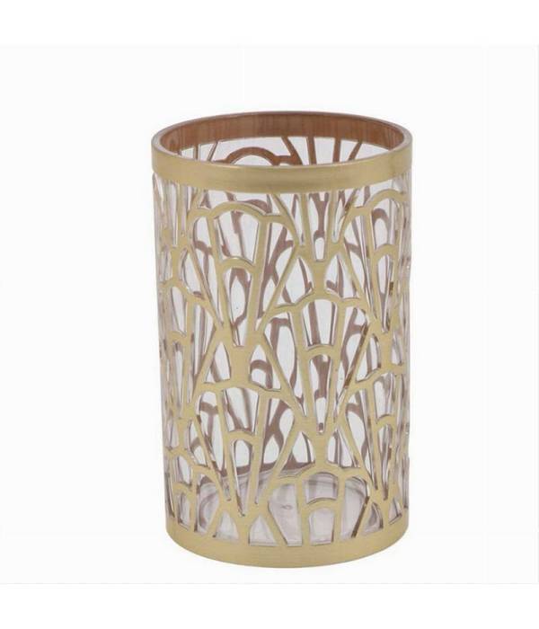 Bicchiere Porta Spazzolini Accessorio Bagno Oro Stile Contemporaneo Arredo 59098 -