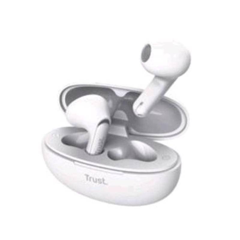 TRUST YAVI AURICOLARI BLUETOOTH WIRELESS CON 2 MICROFONI ENC CON CANCELLAZIONE DEL RUMORE CUSTODIA DI RICARICA BIANCO-0