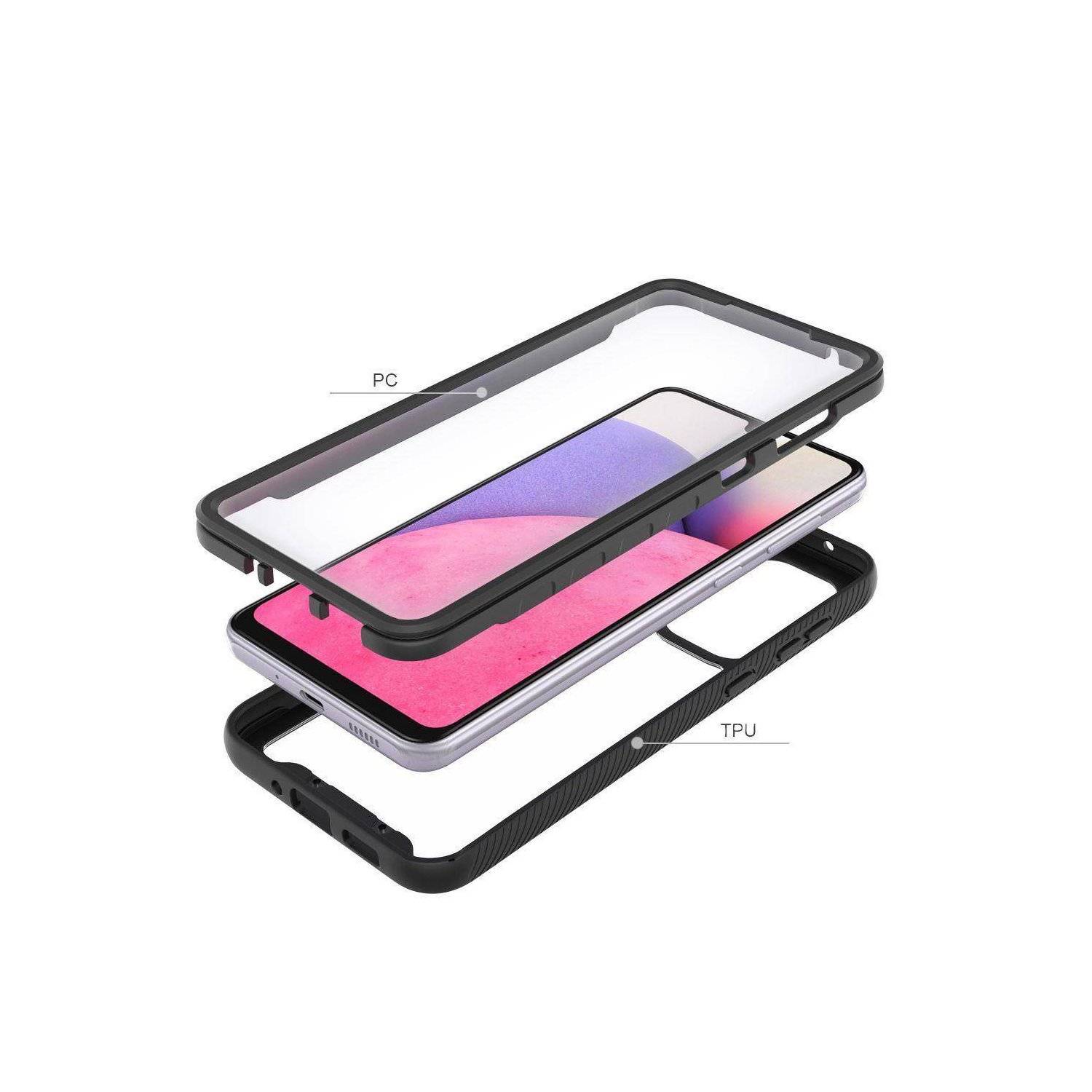 Custodia protettiva a 360° con vetro protettivo per Xiaomi Redmi Note 12 Pro-1