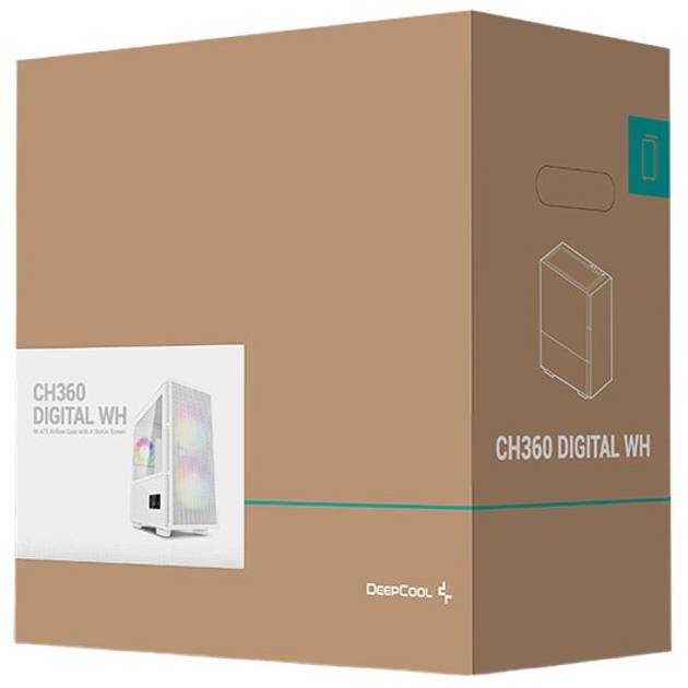 DeepCool CH360 Digital Gaming Case White, Mid Tower with Tempered Glass Side Win-3