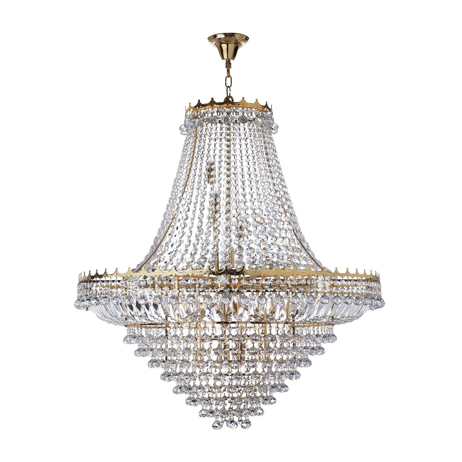 Lampadario Classico Versailles Acciaio Oro Vetro 19 Luci E14-0