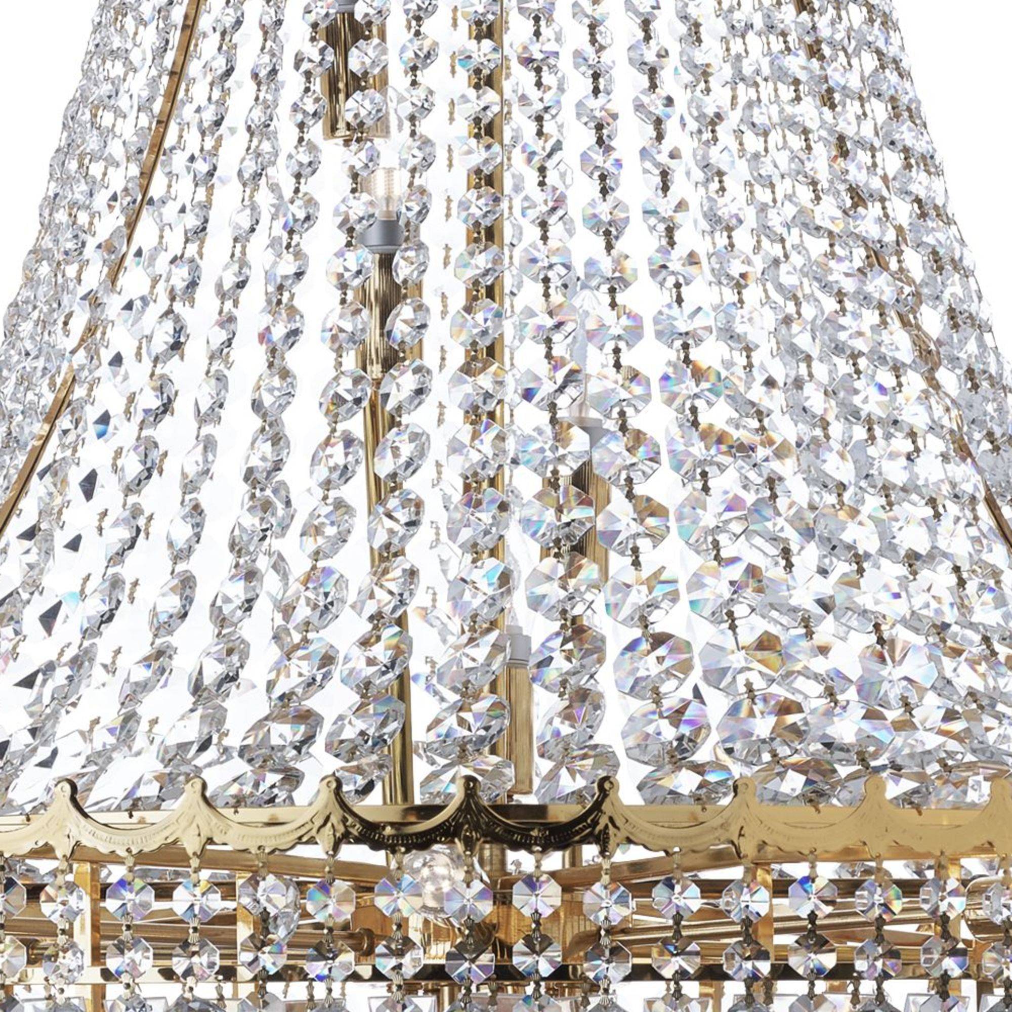 Lampadario Classico Versailles Acciaio Oro Vetro 19 Luci E14-2
