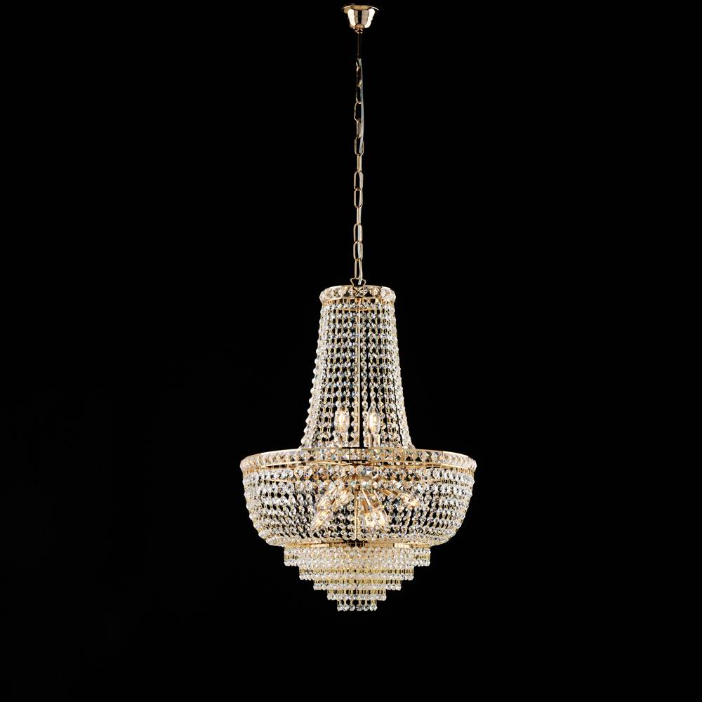 Lampadario Classico Wagner Metallo Oro E Cristallo 8 Luci E14-0
