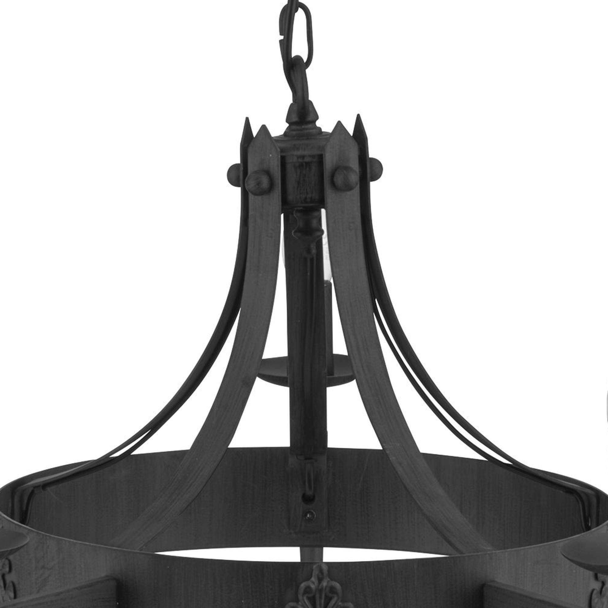 Lampadario Industrial-Nordico Cartwheel Ii Ferro Nero 5 Luci E14-1