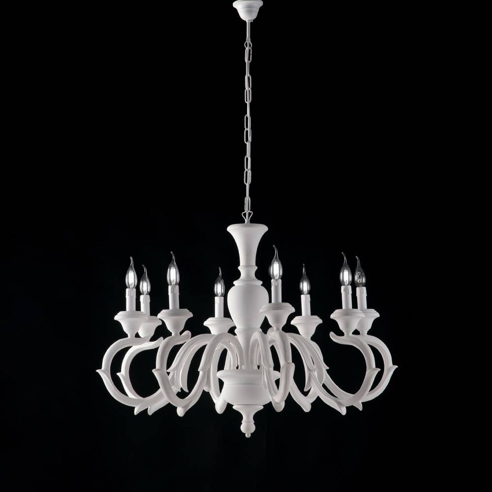 Lampadario Shabby Chic Fiorenza Bianco 8 Luci E14-0