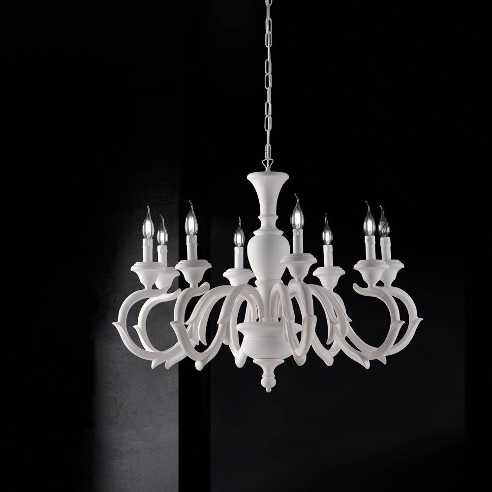 Lampadario Shabby Chic Fiorenza Bianco 8 Luci E14-1