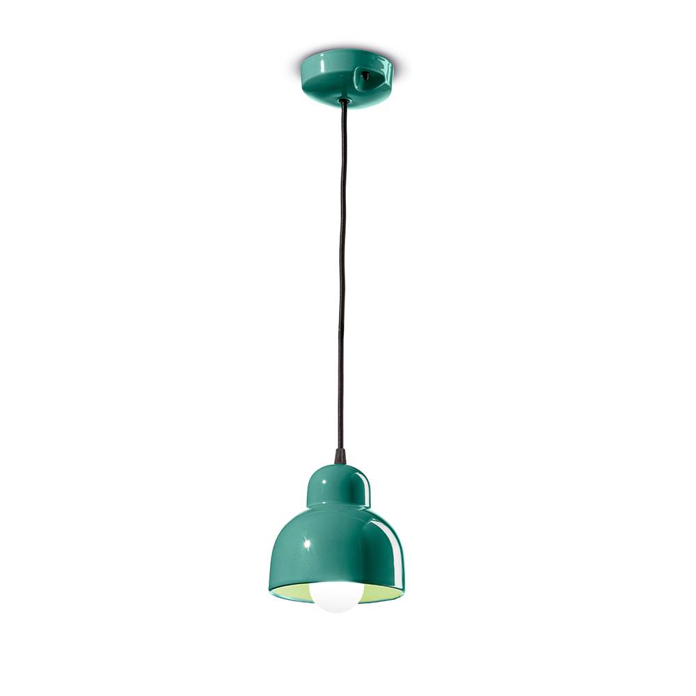 Lampadario Vintage Decò Berimbau Ceramica Turchese 1 Luce E27-0