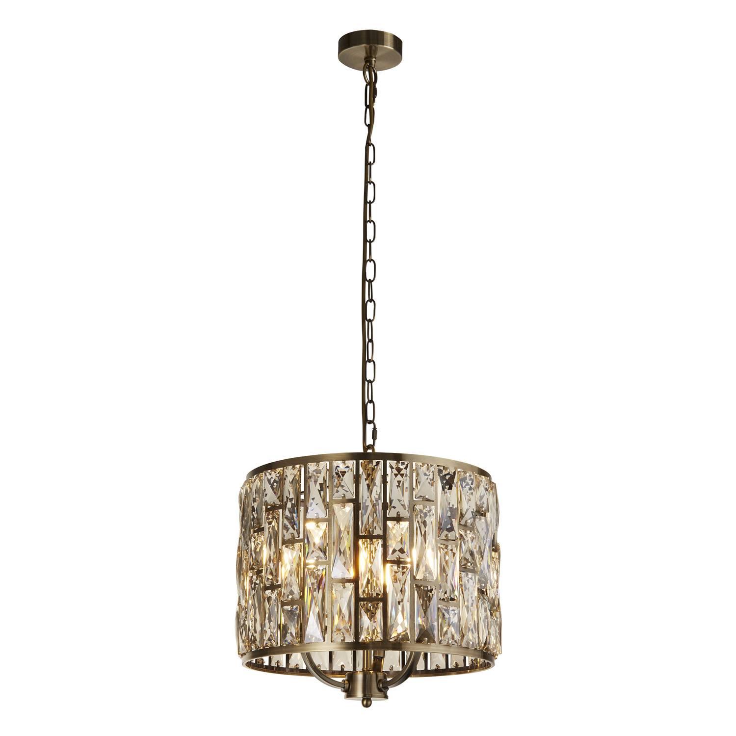Lampadario Classico Gioiello Acciaio Ottone Vetro 3 Luci E14-0