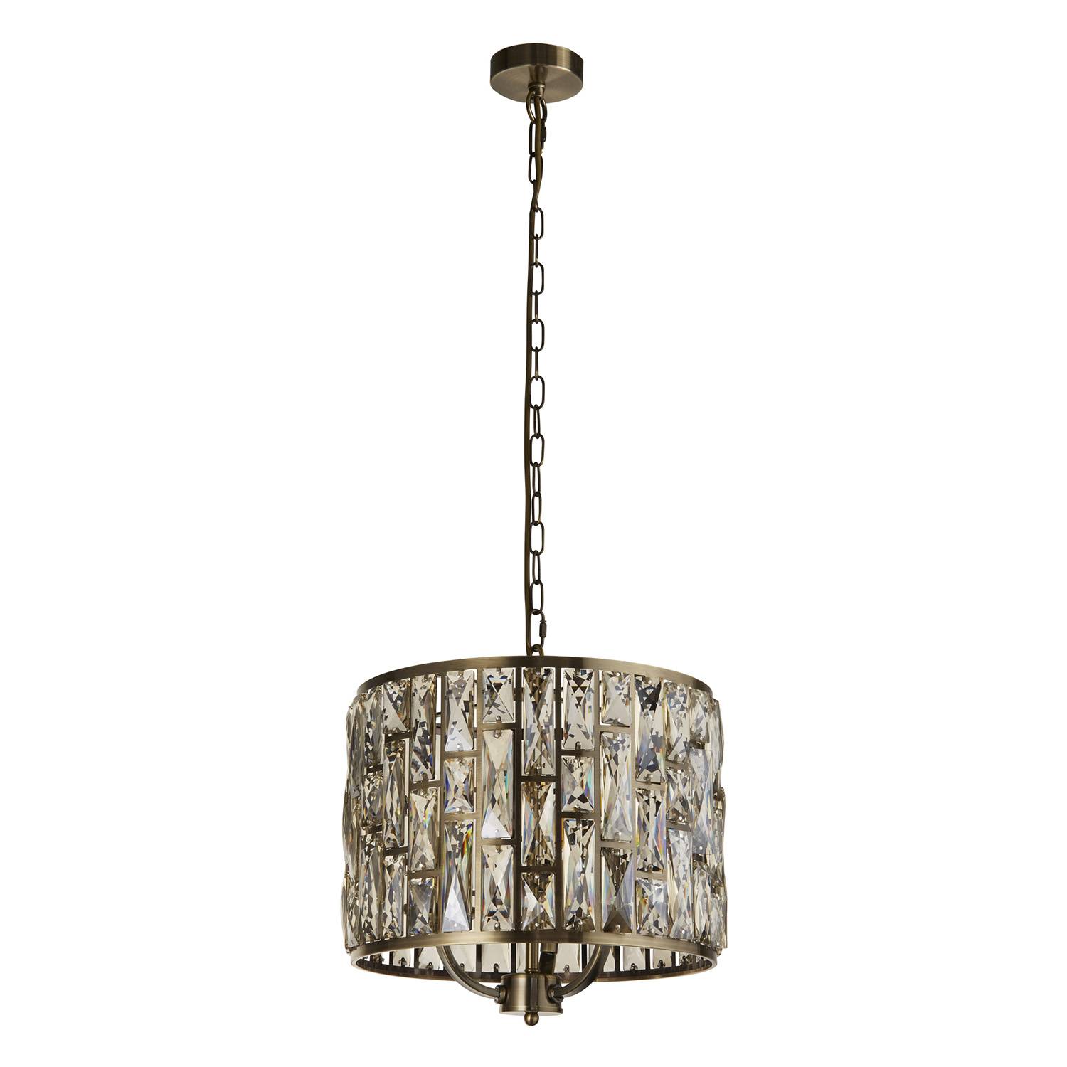 Lampadario Classico Gioiello Acciaio Ottone Vetro 3 Luci E14-1