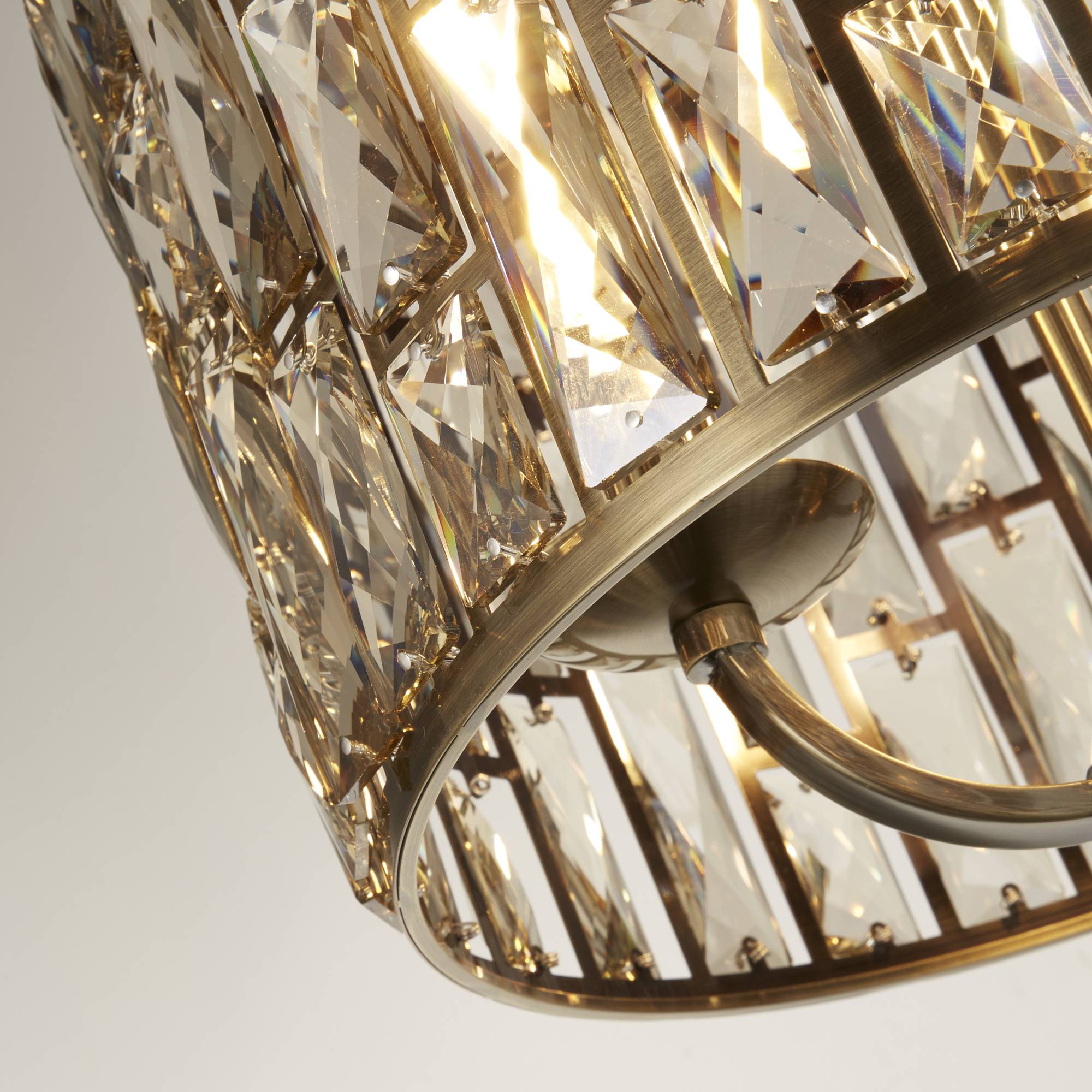 Lampadario Classico Gioiello Acciaio Ottone Vetro 3 Luci E14-2