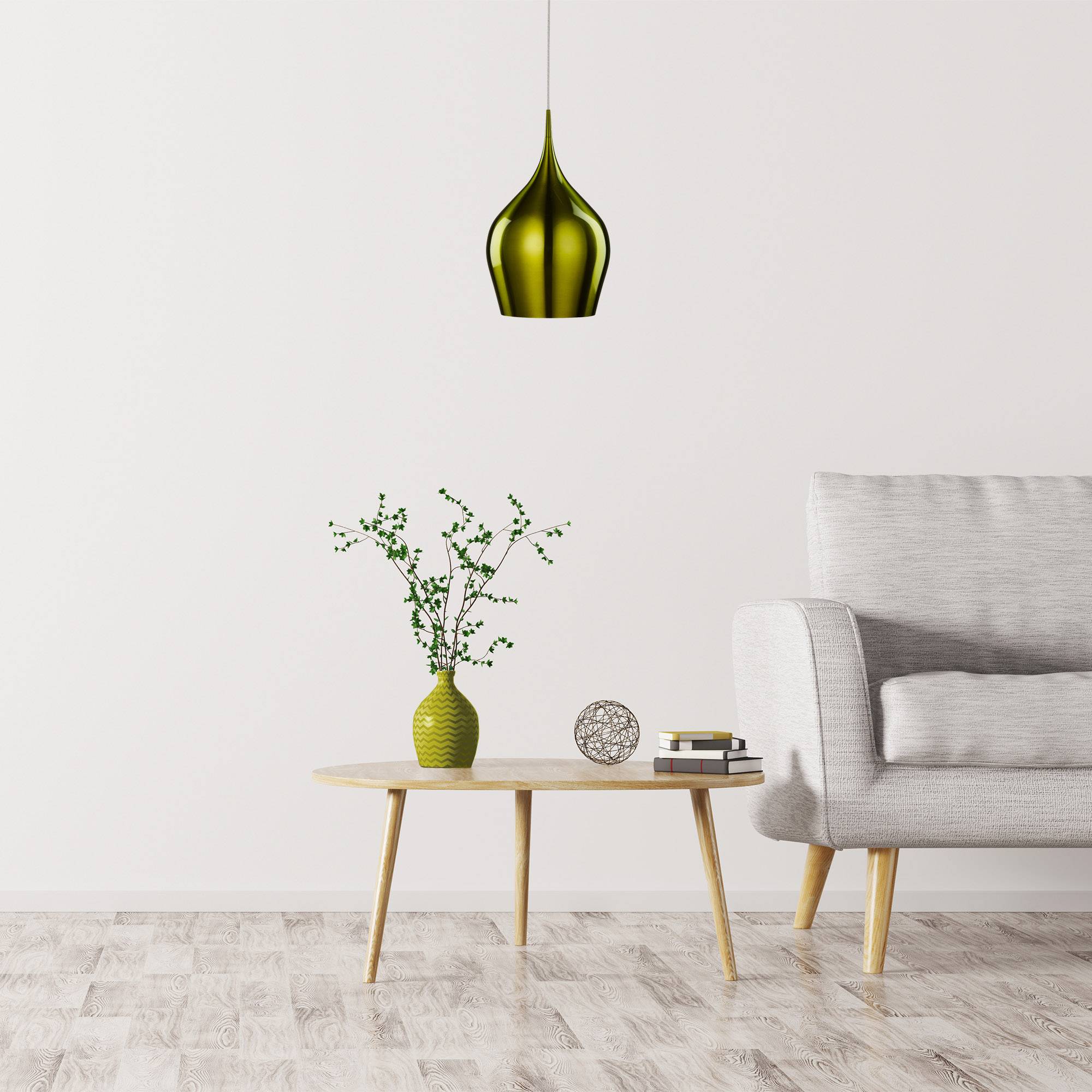 Sospensione Contemporanea Vibrante Alluminio Verde 1 Luce E27-1