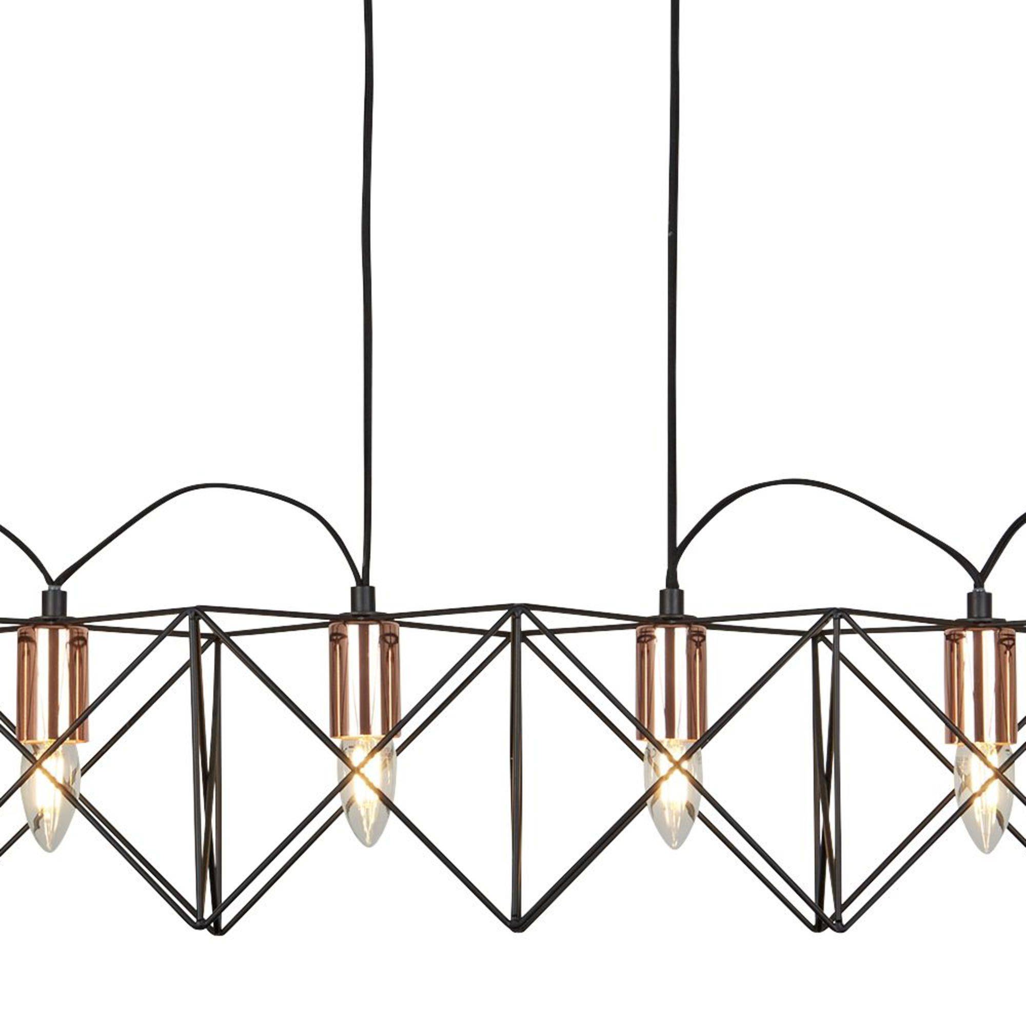 Lampadario Industrial-Nordico Antea Acciaio Nero Rame 6 Luci E27-2
