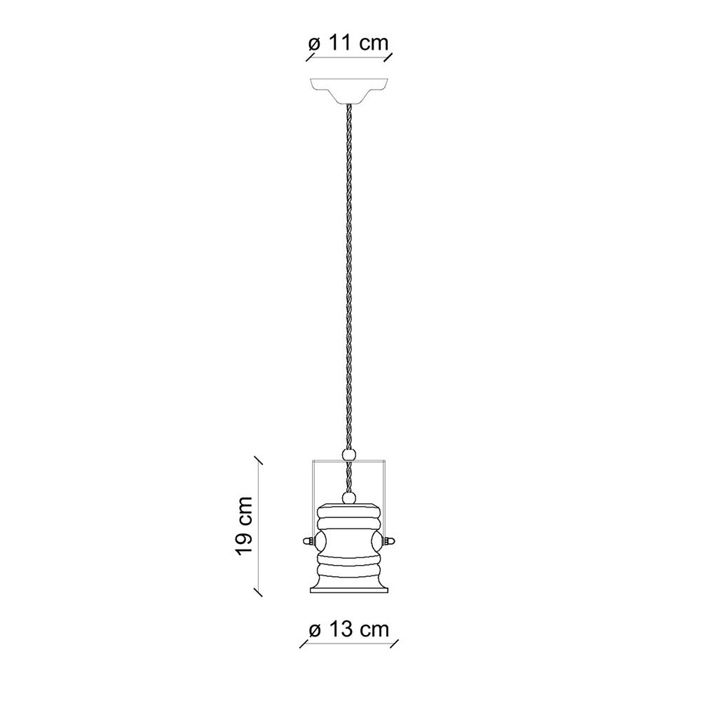 Lampadario Industrial Urban Ferro Ceramica Vintage Bianco 1 Luce E27 19Cm-1