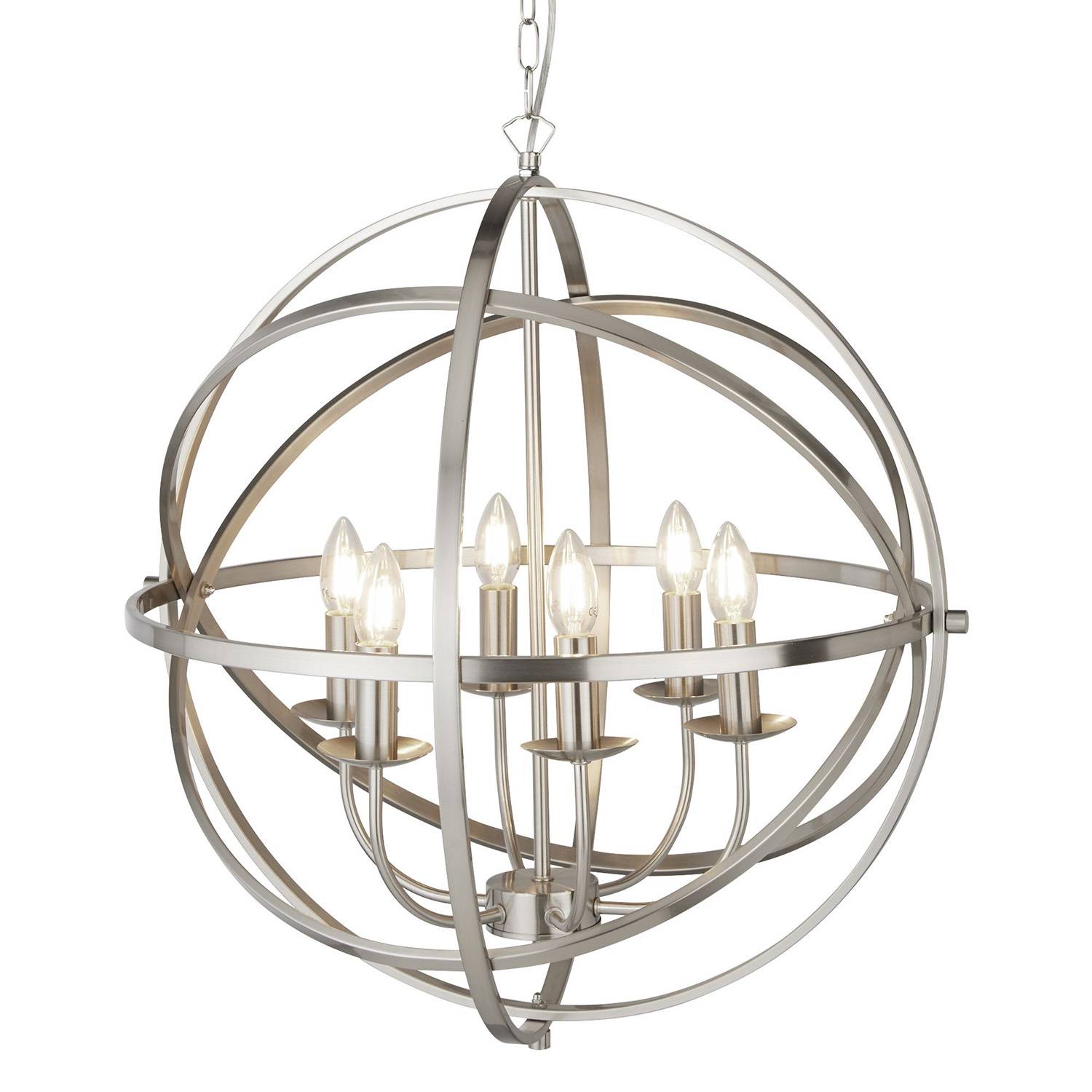 Lampadario Industrial-Nordico Orbita Ferro Argento 6 Luci E14-0