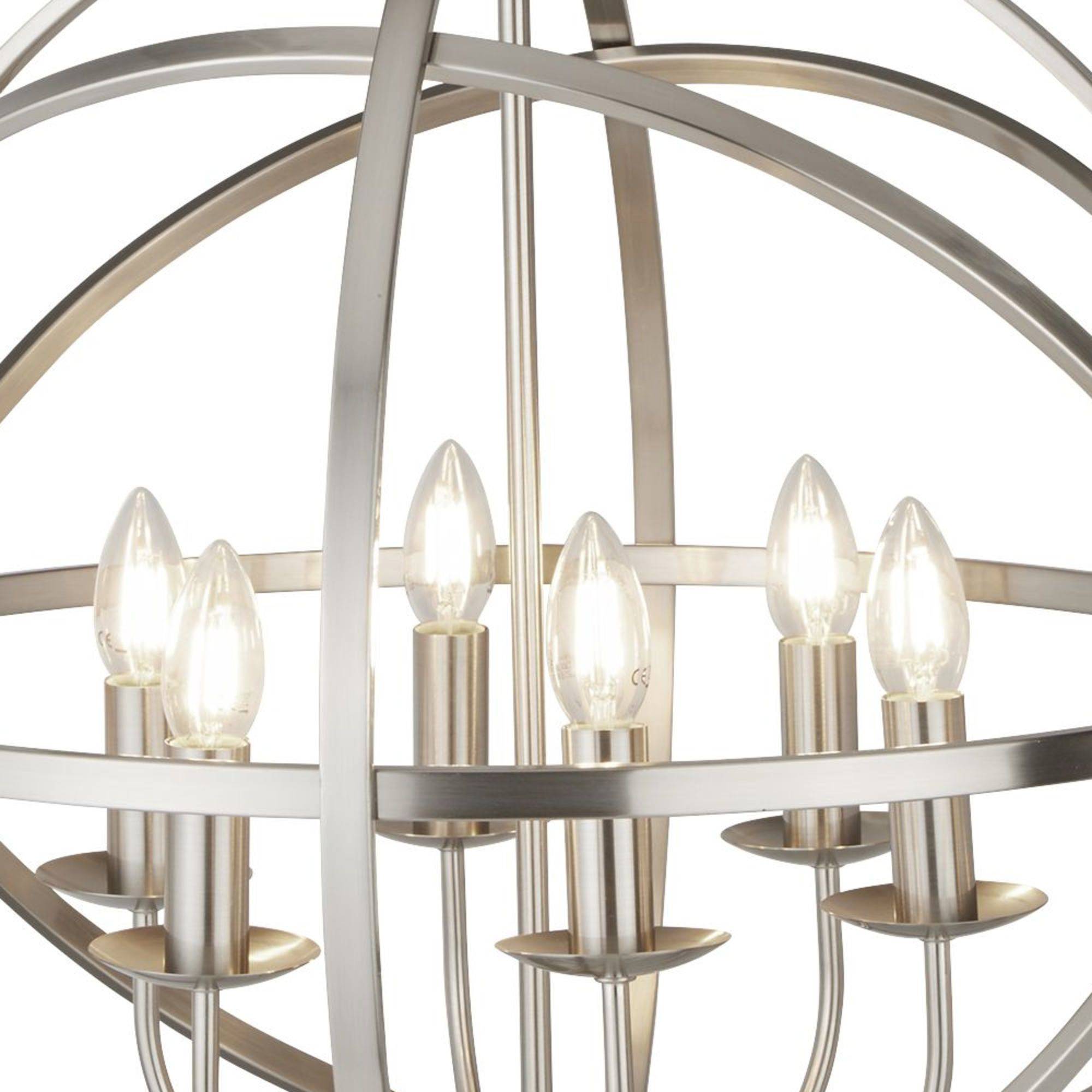 Lampadario Industrial-Nordico Orbita Ferro Argento 6 Luci E14-1