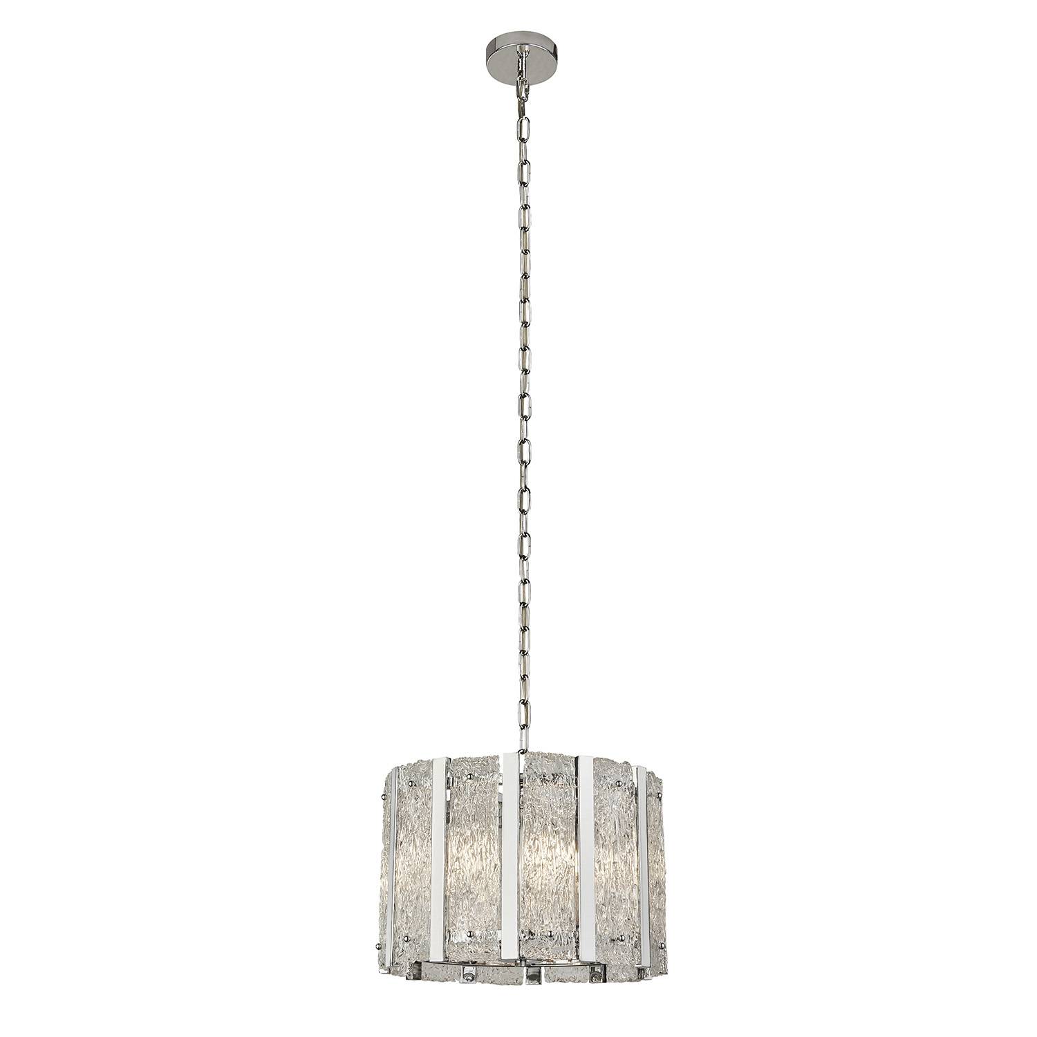 Lampadario Contemporaneo Alessandra Acciaio Argento Vetro Trasparente 5 Luci E14-0