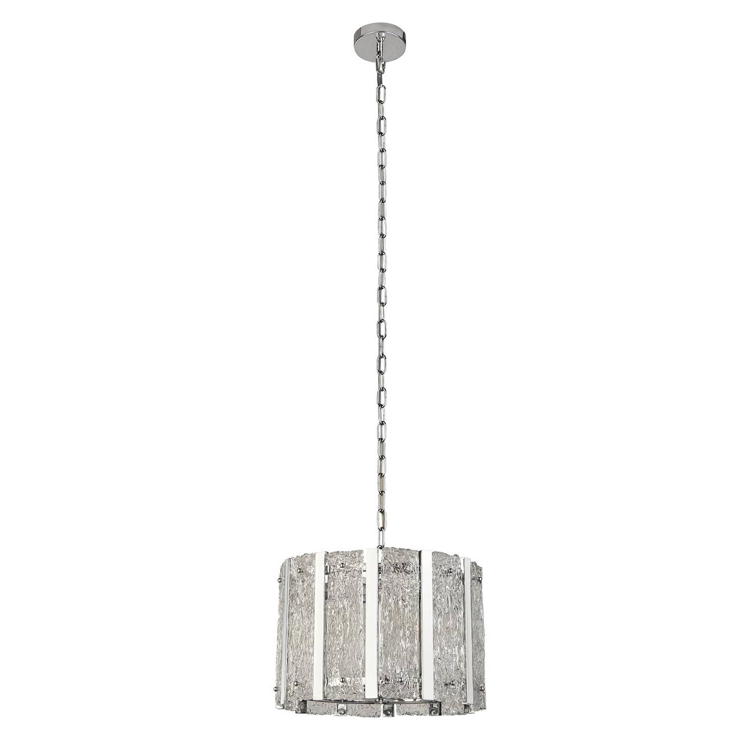 Lampadario Contemporaneo Alessandra Acciaio Argento Vetro Trasparente 5 Luci E14-1