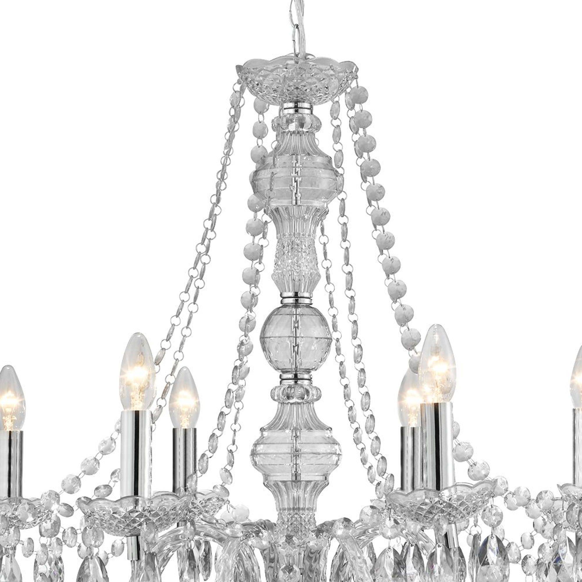 Lampadario Classico Mariateresa Vetro Trasparente Policarbonato Cromo 8 Luci E14-1