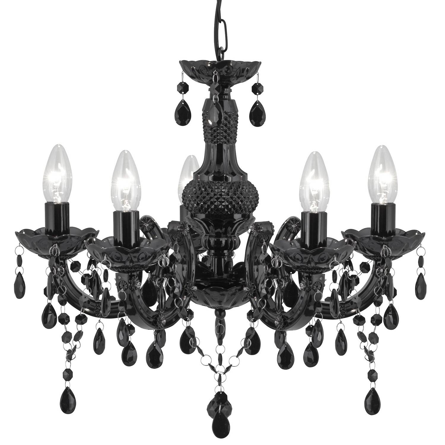 Lampadario Classico Marie Therese Vetro Nero Policarbonato 5 Luci E14-0