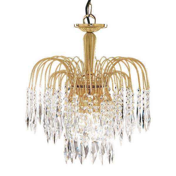 Lampadario Classico Waterfall Acciaio Oro Vetro 3 Luci E14