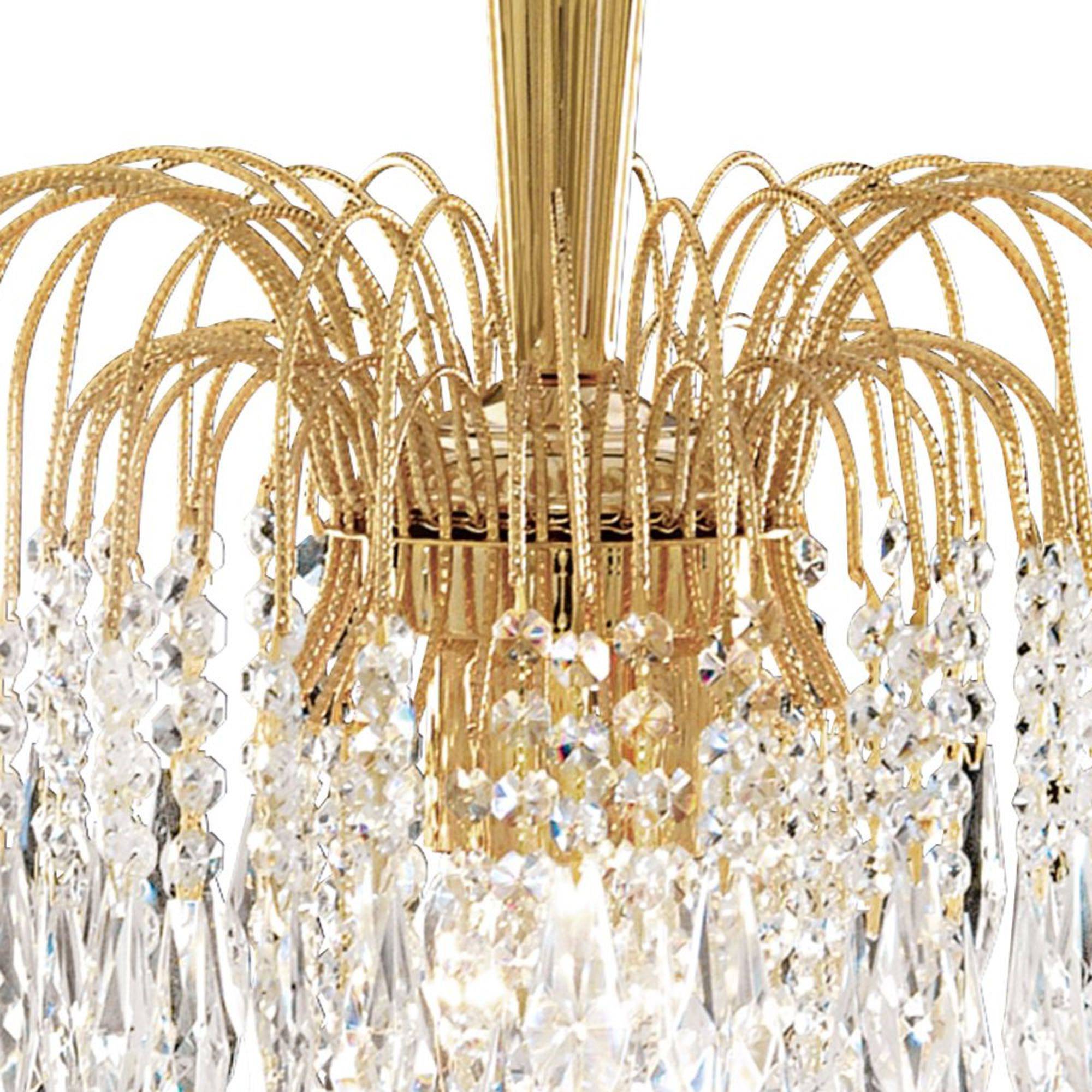 Lampadario Classico Waterfall Acciaio Oro Vetro 3 Luci E14-1