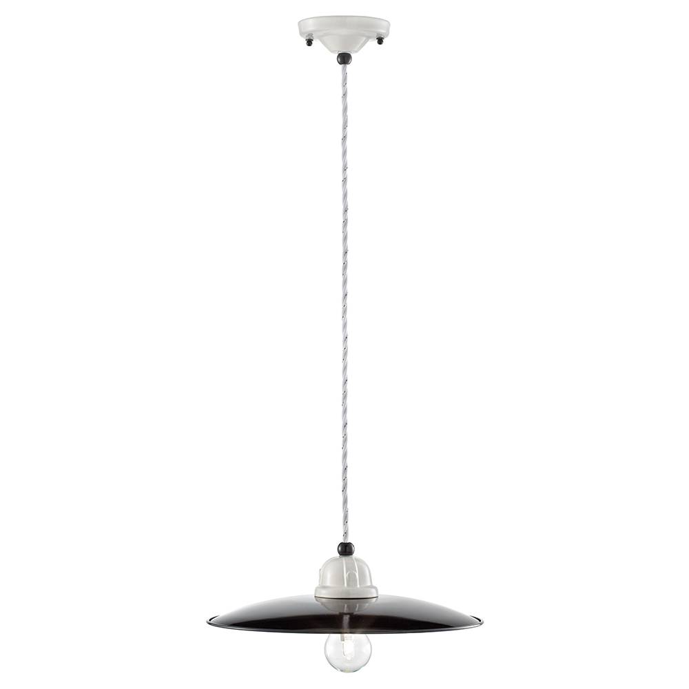 Lampadario Vintage B&W Metallo Smaltato Nero E Bianco 1 Luce E27 30Cm-0