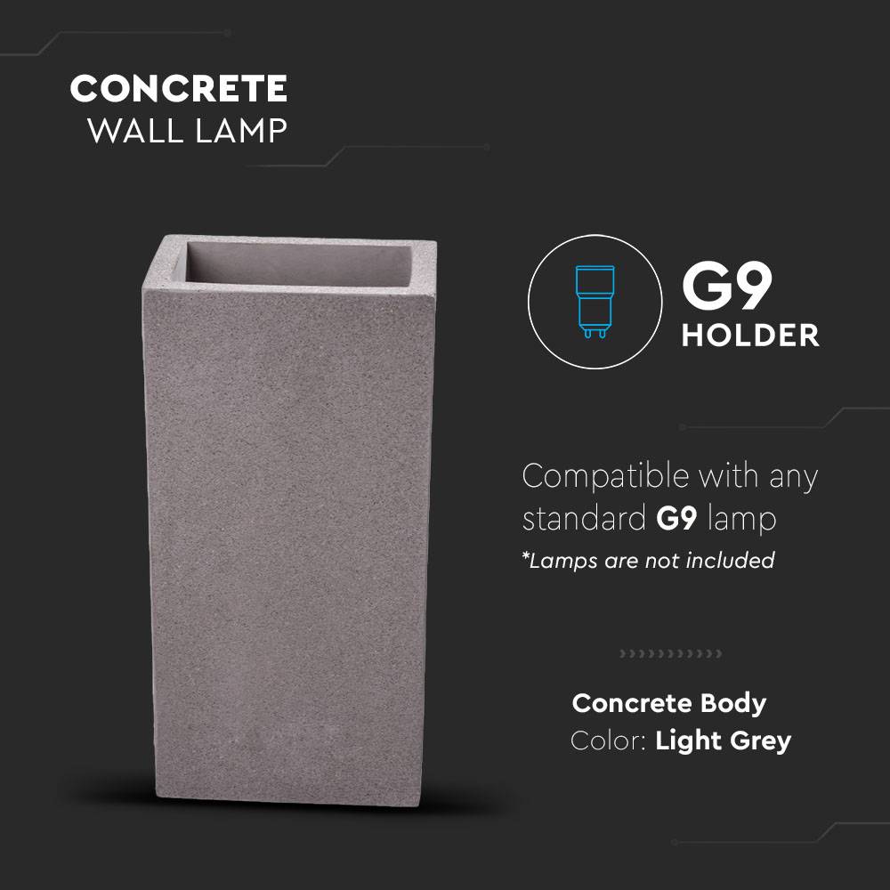V-TAC Lampada LED Rettangolare G9 (Max 2*25W) in Cemento Colore Grigio P20-3