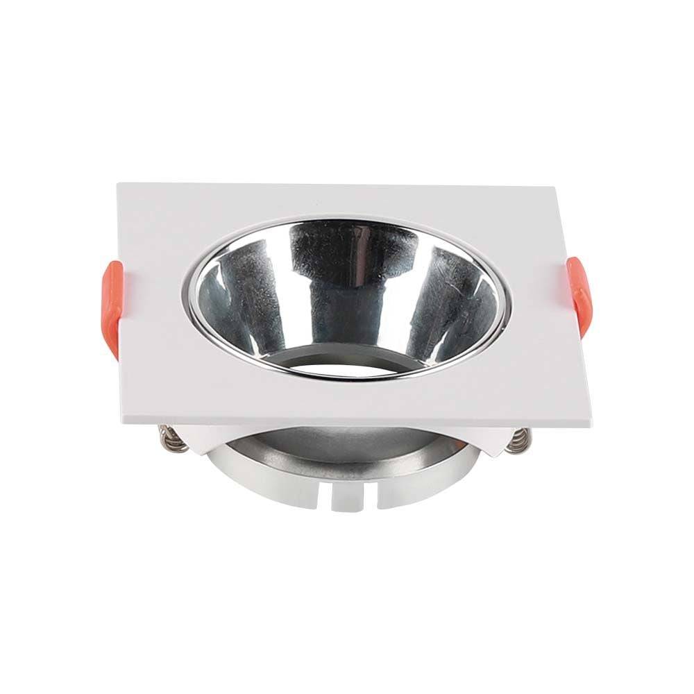 V-TAC Portafaretto LED da Incasso Quadrato GU10 Corpo Bianco Riflettore Cromato-0