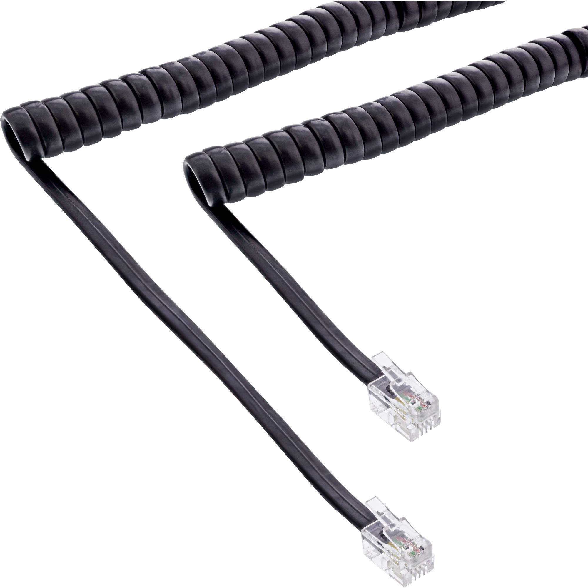 InLine Hörer Spiralkabel - RJ10 Stecker / Stecker - schwarz - max. 2m-0