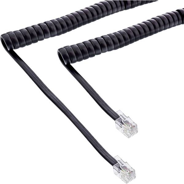 InLine Hörer Spiralkabel - RJ10 Stecker / Stecker - schwarz - max. 2m