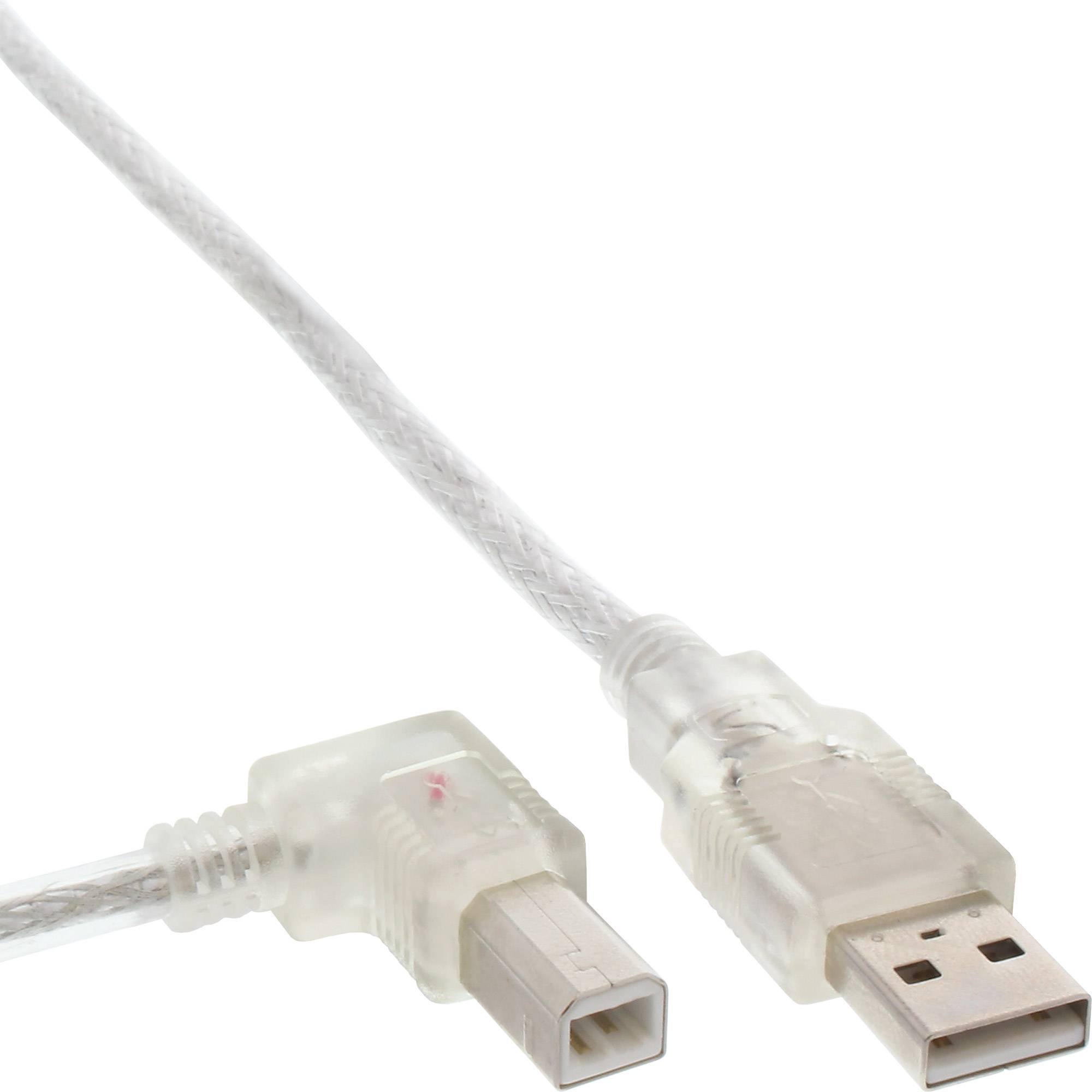 InLine USB 2.0 Kabel - A an B links abgewinkelt - transparent - 2m-0