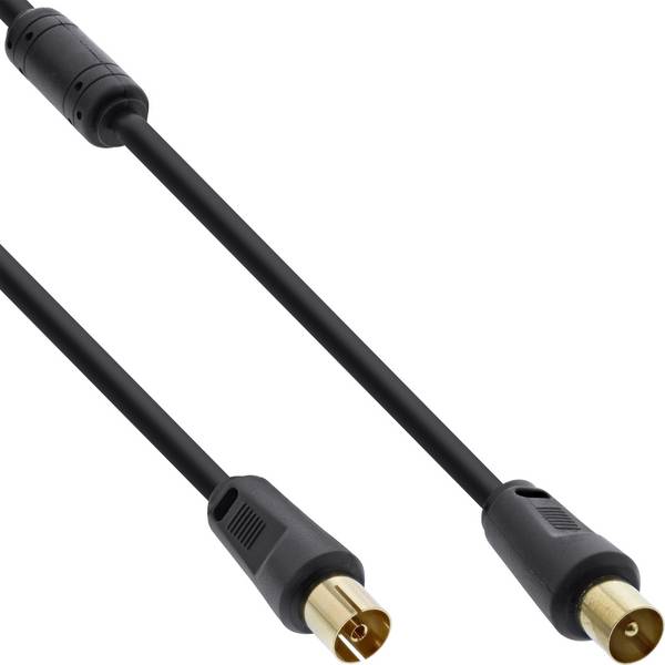 Cavo antenna InLine Premium - 2x schermato - con filtro - >85dB - nero - 0,5 m