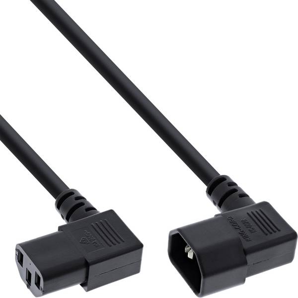 InLine Netzkabel Kaltgeräteverlängerung - C13 auf C14 - 90° abgewinkelt - 0,5m