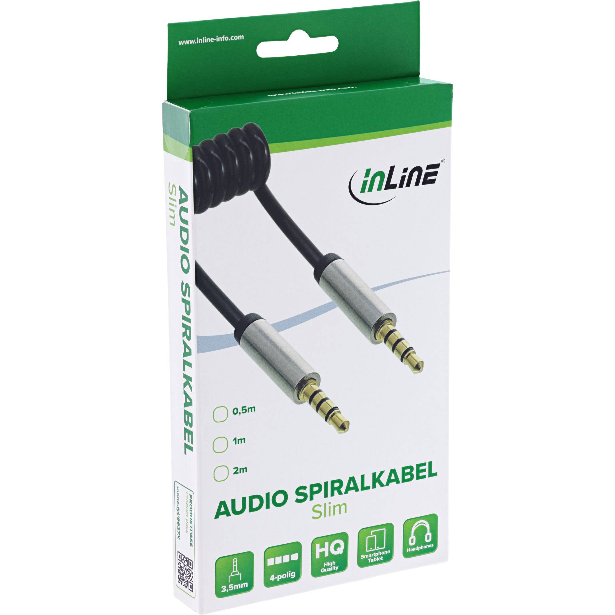 Inline slim - audiocabula - mini plug (s) a 4 plug (S) da 4 -pin - 1,0m - nero - avvolto (99271)-2