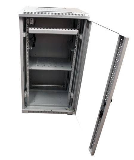 Armadio ALLNET 19" 22HE L600 / P1000mm *grigio chiaro* Porta in vetro serie SNB-3