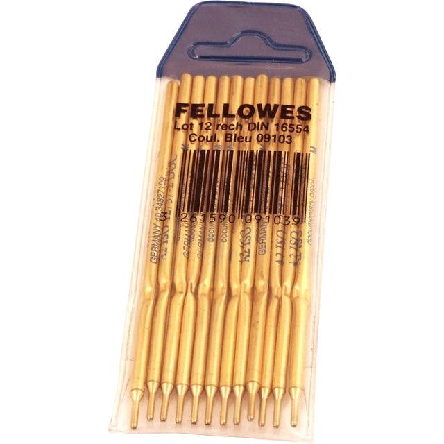 Pacchetto Fellowes di 12 unità pezzi di ricambio per boligografo con peana - colore blu-2