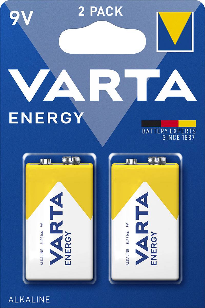 Batteria alcalina Varta Energy, E-Block, 6LR61, 9V, pacco da 2-0