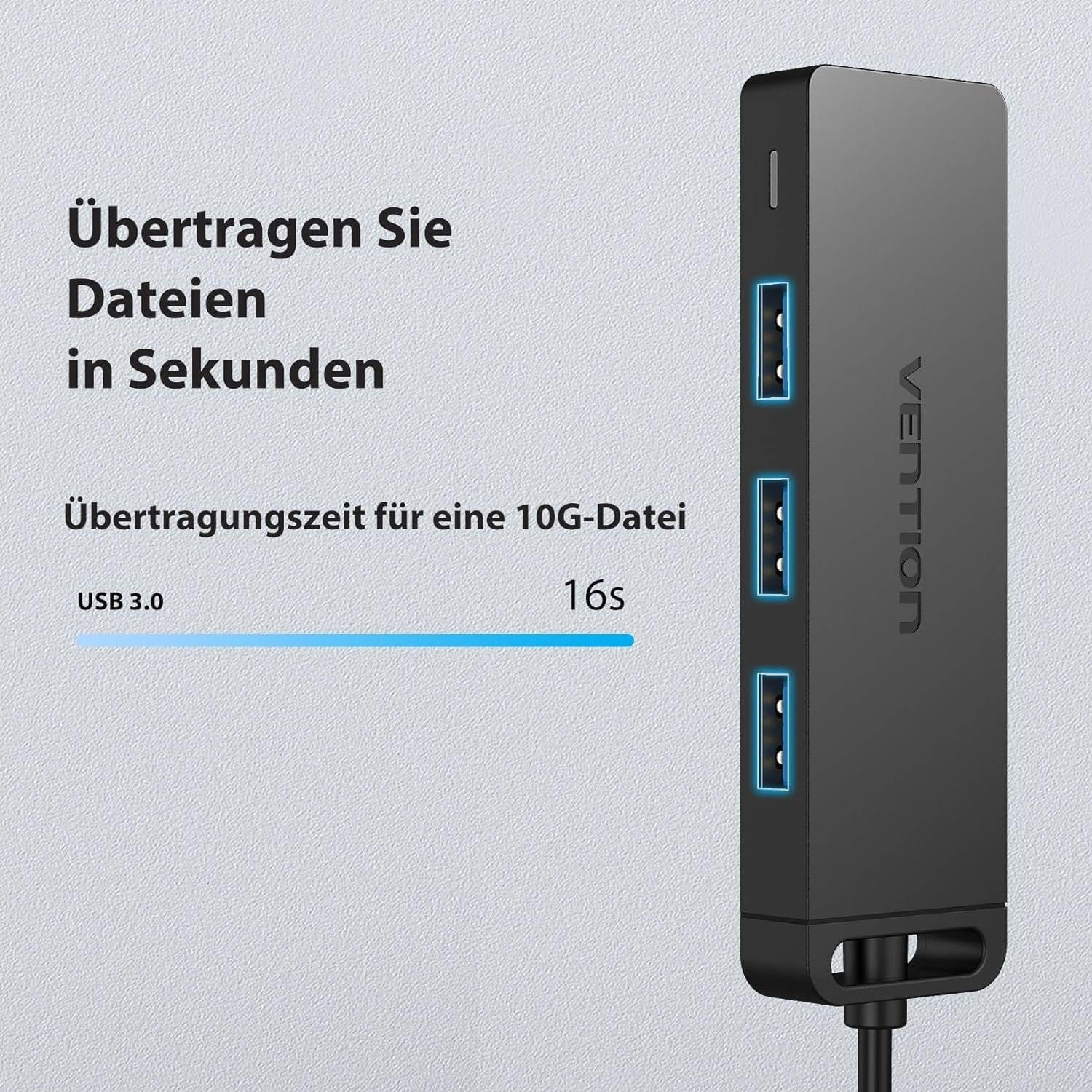 Hub USB 4 porte 3.0 Splitter USB Splitter di estensione USB per PC ultra sottile da 0,5 metri-4