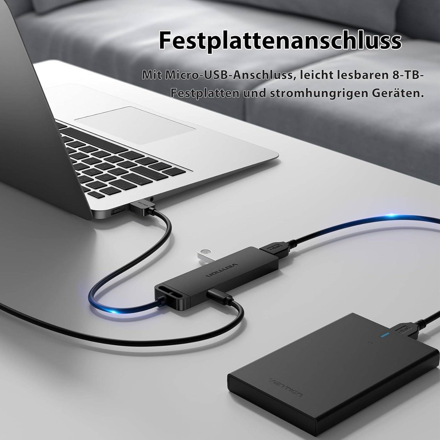 Hub USB 4 porte 3.0 Splitter USB Splitter di estensione USB per PC ultra sottile 1 metro-2