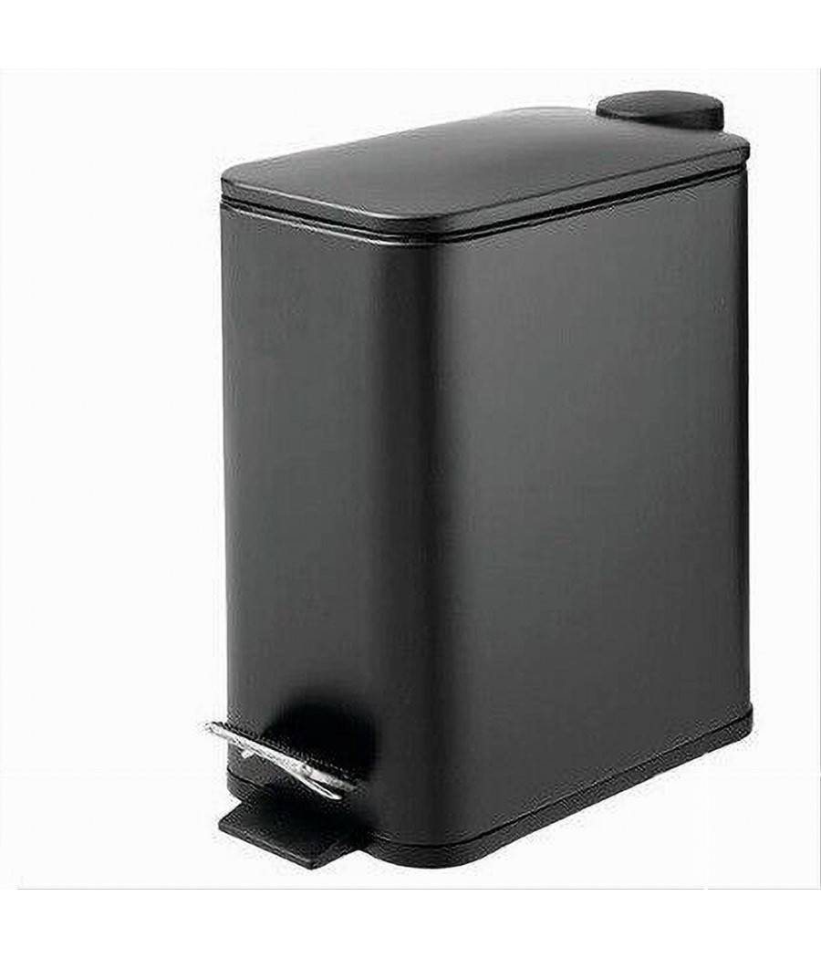 Pattumiera In Acciaio Pedale 5lt Bidone Cestino Spazzatura Rettangolo Nero 87448 --0