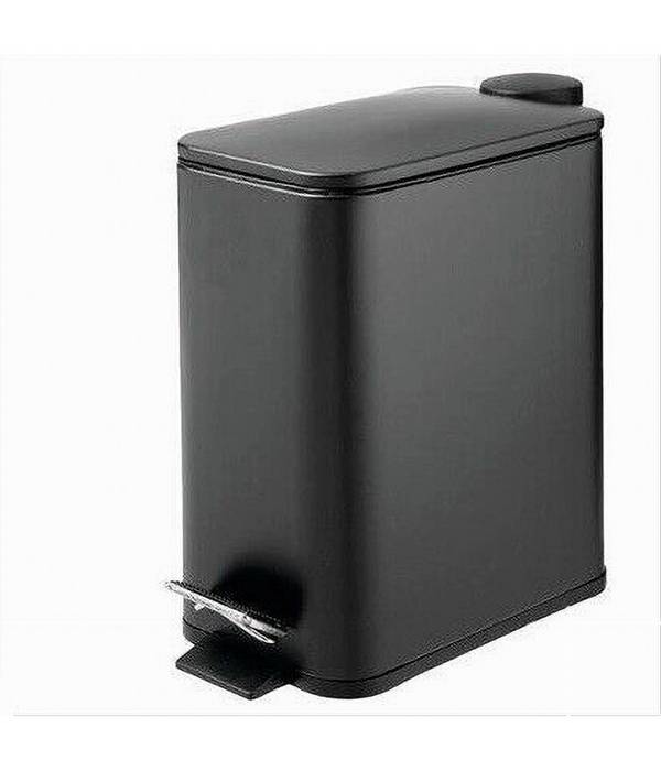 Pattumiera In Acciaio Pedale 5lt Bidone Cestino Spazzatura Rettangolo Nero 87448 -