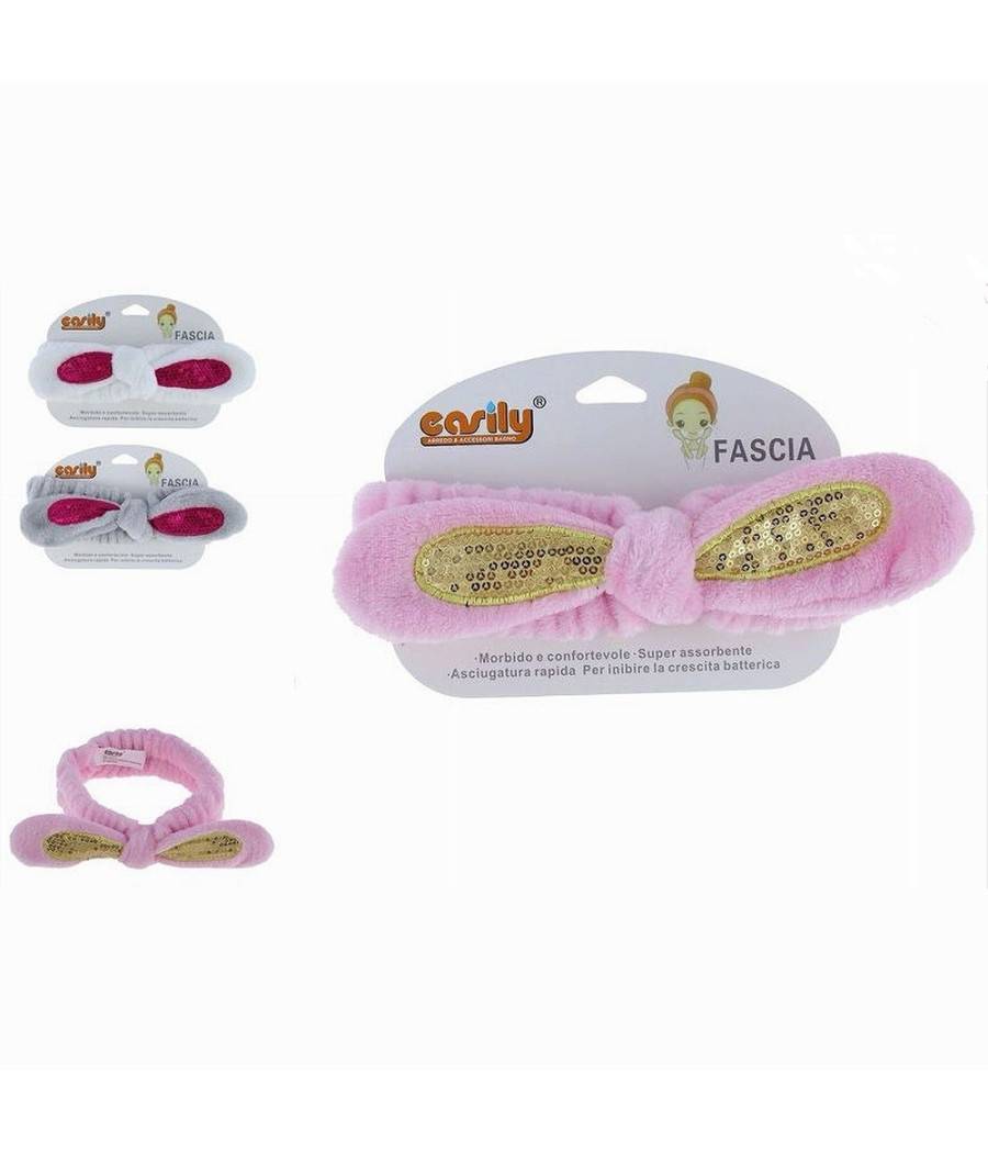 Fascia Per Capelli Doccia Shampoo Trucco Spugna Fiocco Paillettes 3 Colori 79296 --0