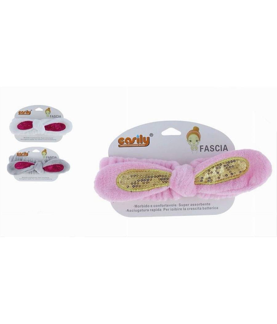 Fascia Per Capelli Doccia Shampoo Trucco Spugna Fiocco Paillettes 3 Colori 79296 --1