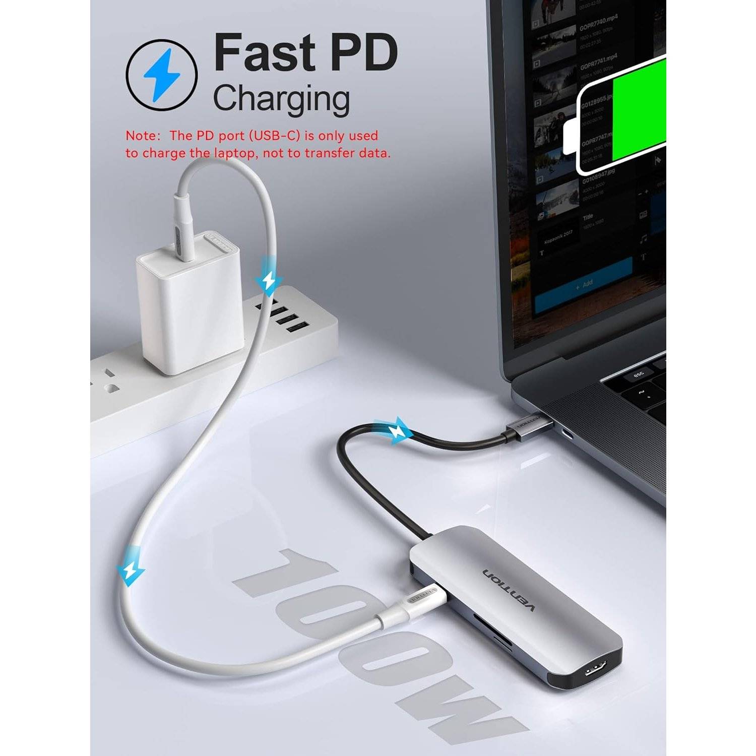 Hub USB-C, adattatore multiporta, dock, 7 in 1 da 100 W-2